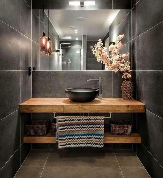 Baño con estilo rustico